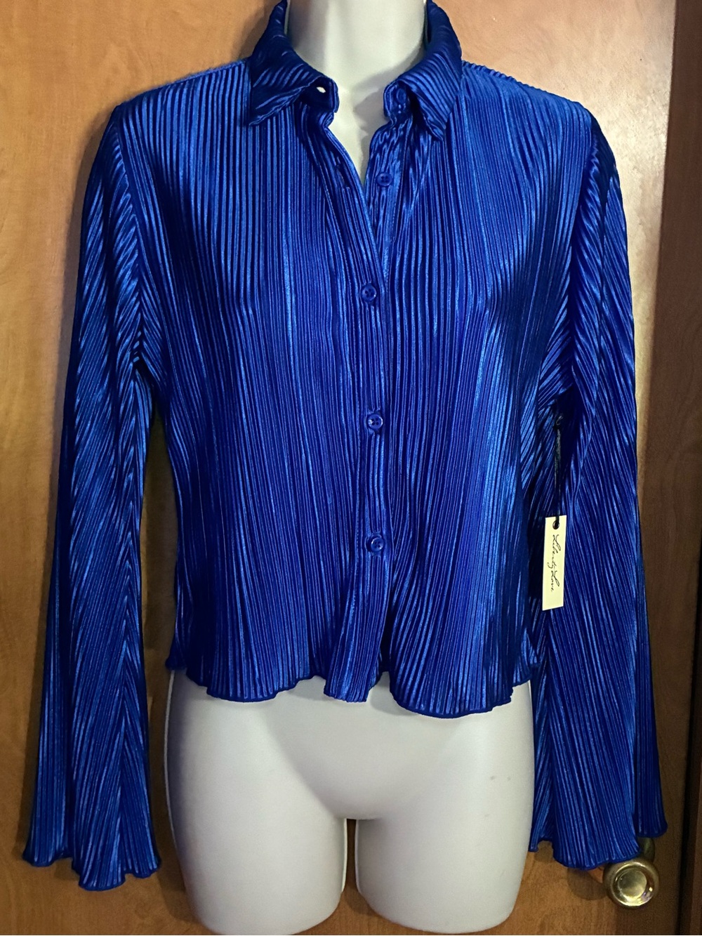 NWT Blue Pleated Button-Up Blouse - 4th of July